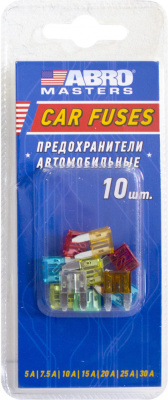 Набор предохранителей флажковых мини № 9 (5, 7.5, 10, 15, 20, 25, 30 А) 10 шт. ABRO MASTERS